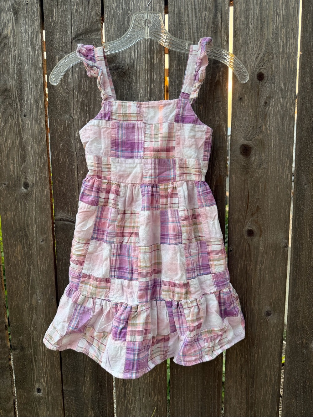Girls 8 Crewcuts Pink-Lavender Plaid Sundress